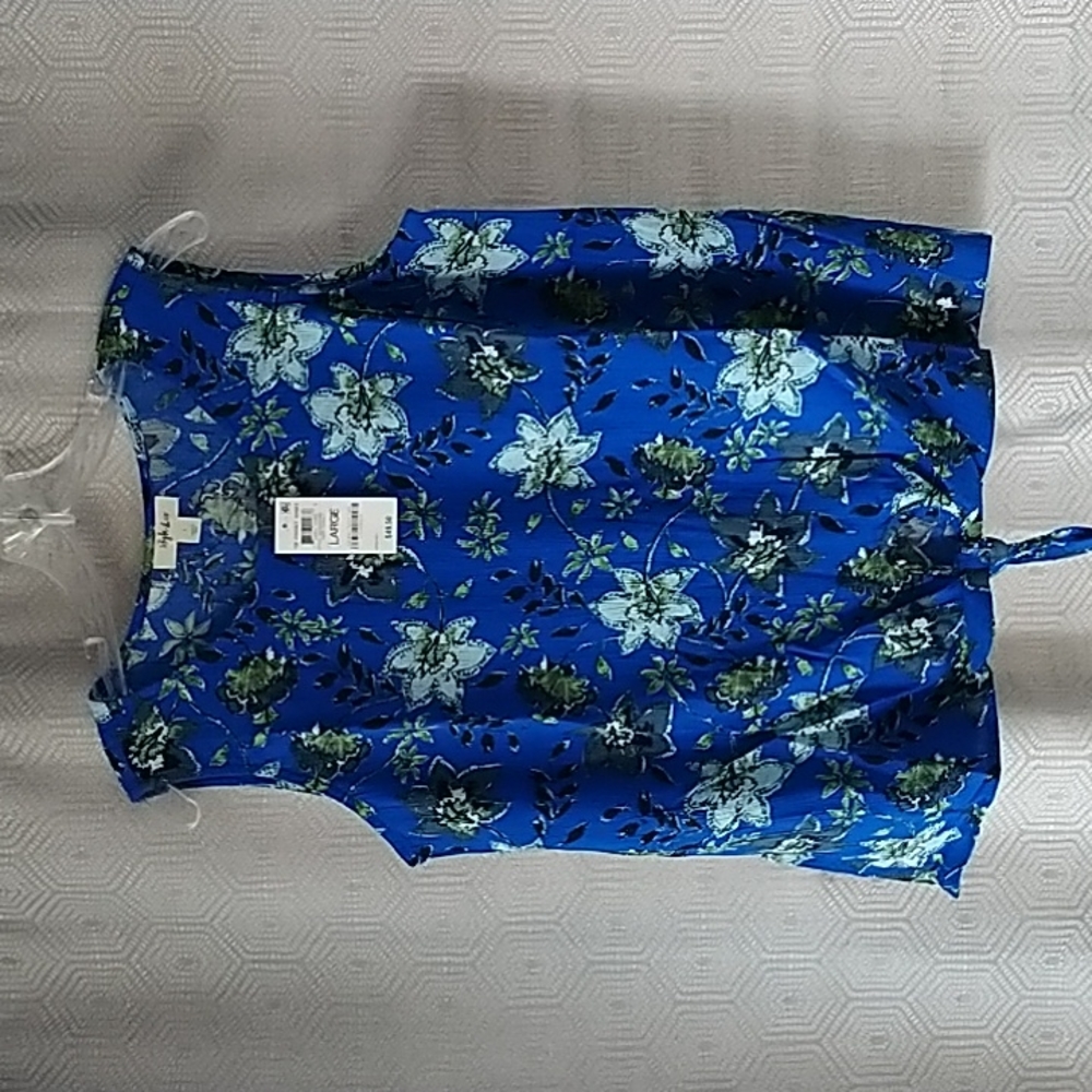 Style & Co Printed Tie-Hem Top Size Large NWT